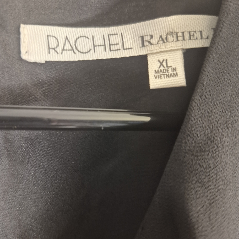 Rachel Roy XL Elegant Black Blue Animal Mixed Print Wrap Dress Ruffle Midi - Picture 7 of 8
